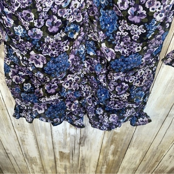 Vici Floral Ruched Mini Dress Black & Purple - Picture 8 of 8